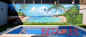 graffiti playa piscina pared terraza